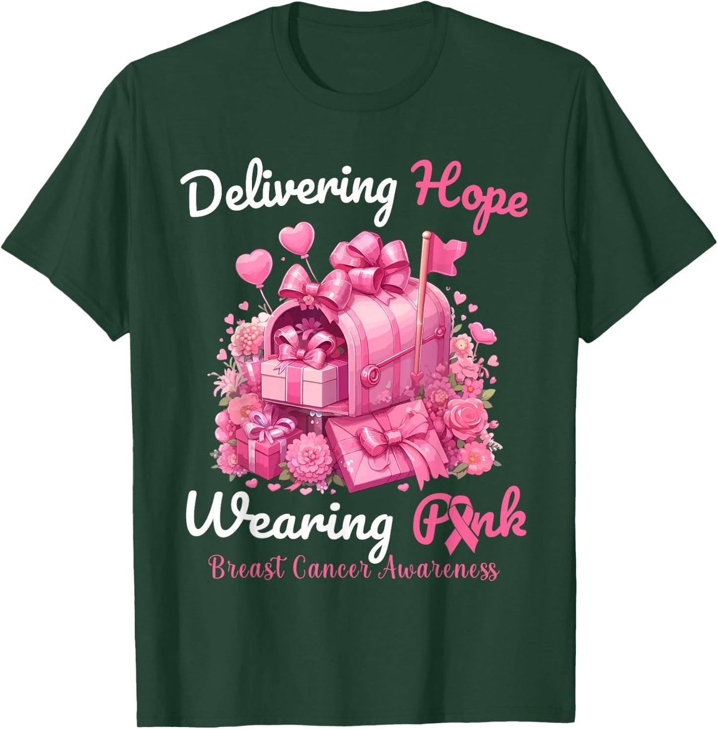 Postal Worker Breast Cancer Awareness October We Wear Pink T-Shirt - T-Shirt | Forest