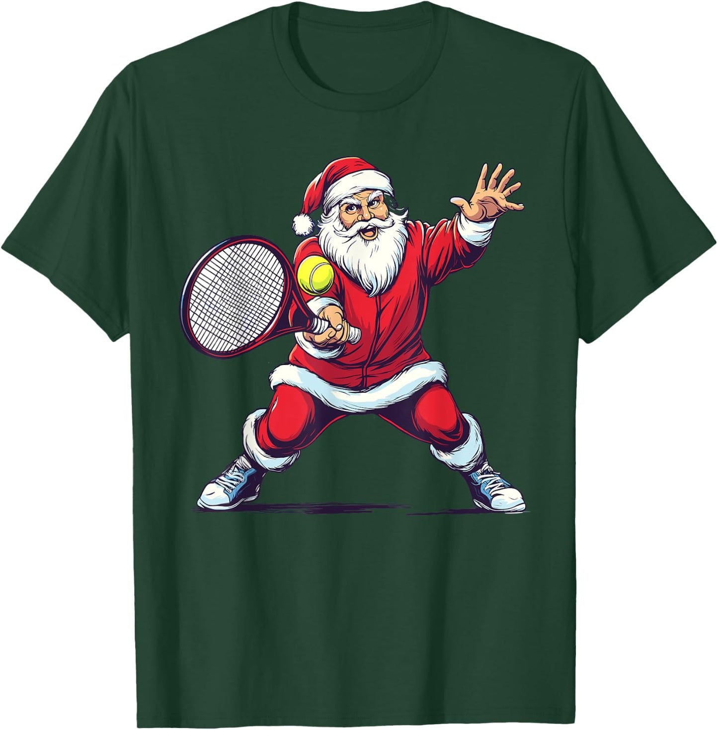Funny Tennis Player Christmas Pajama Santa Playing Tennis T-Shirt - T-Shirt | Forest