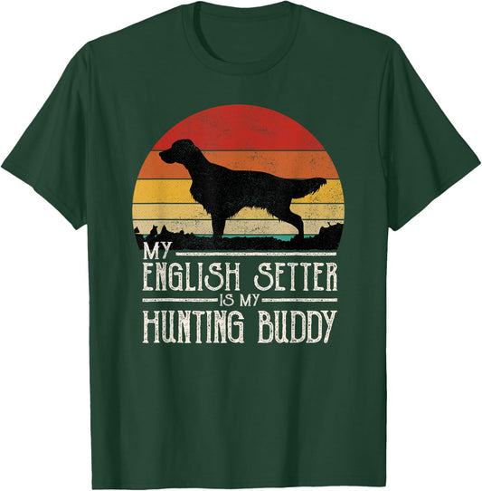 Vintage Sunset Hunting Dog English Setter Women Kids T-Shirt - T-Shirt | Forest