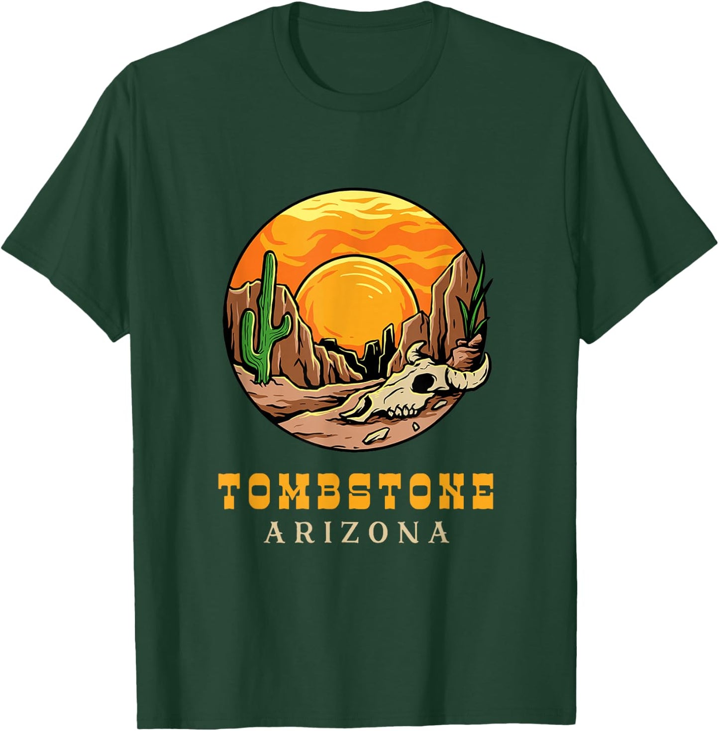 Tombstone Arizona Retro Cactus and Sun T-Shirt - T-Shirt | Forest