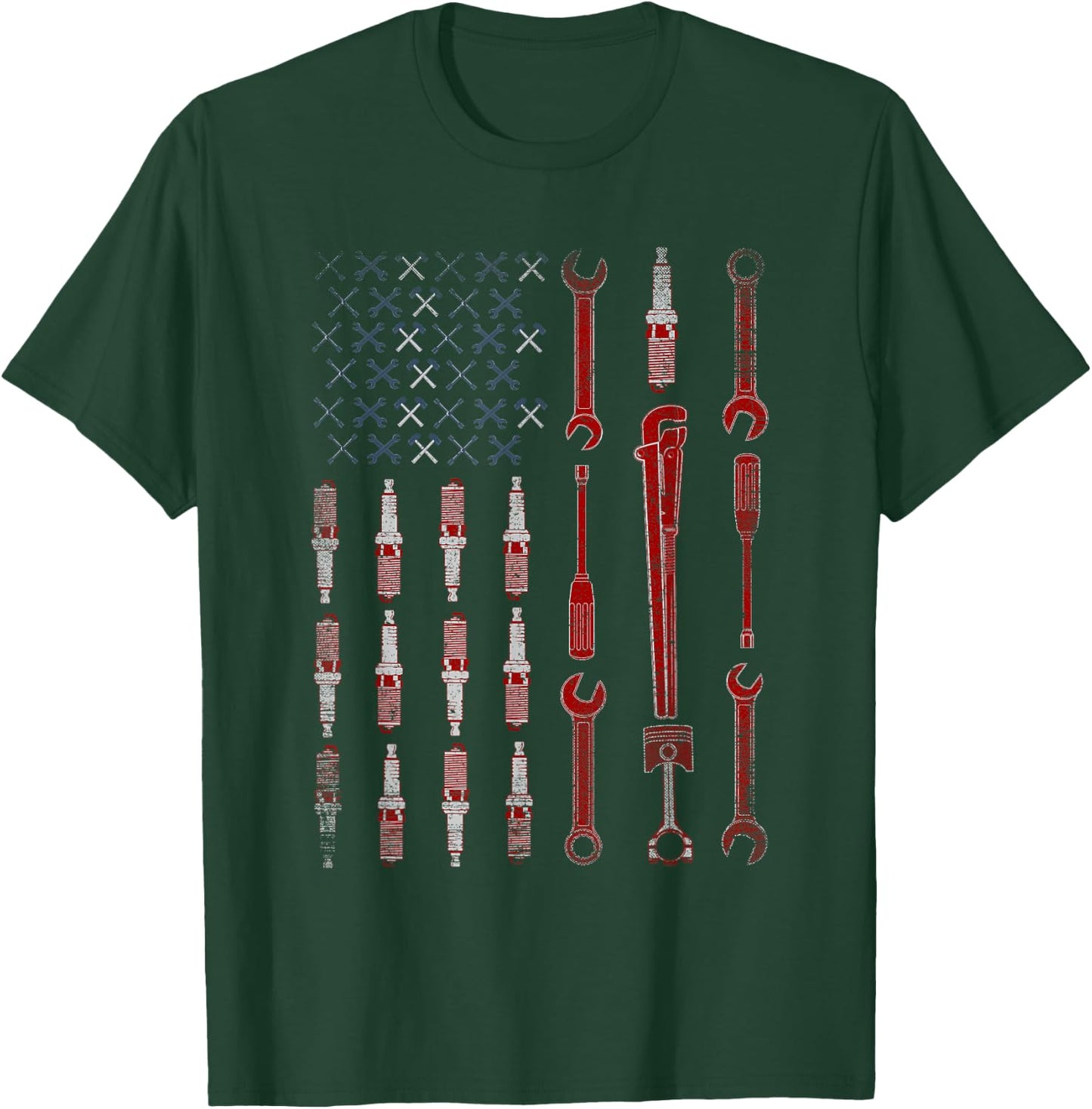 The Official Mechanic USA Flag Kids Men T-Shirt - T-Shirt | Forest
