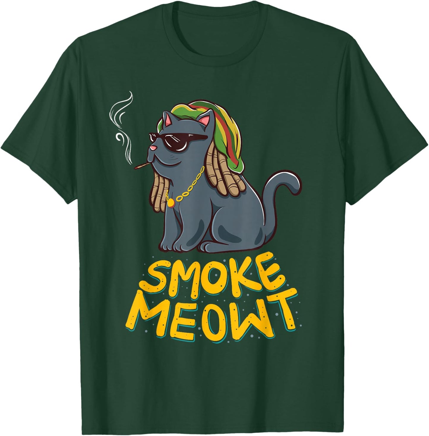 Weed Smoking Cat Smoke Meowt THC CBD Marihuana Stoner Kitten Men Women T-Shirt - T-Shirt | Forest