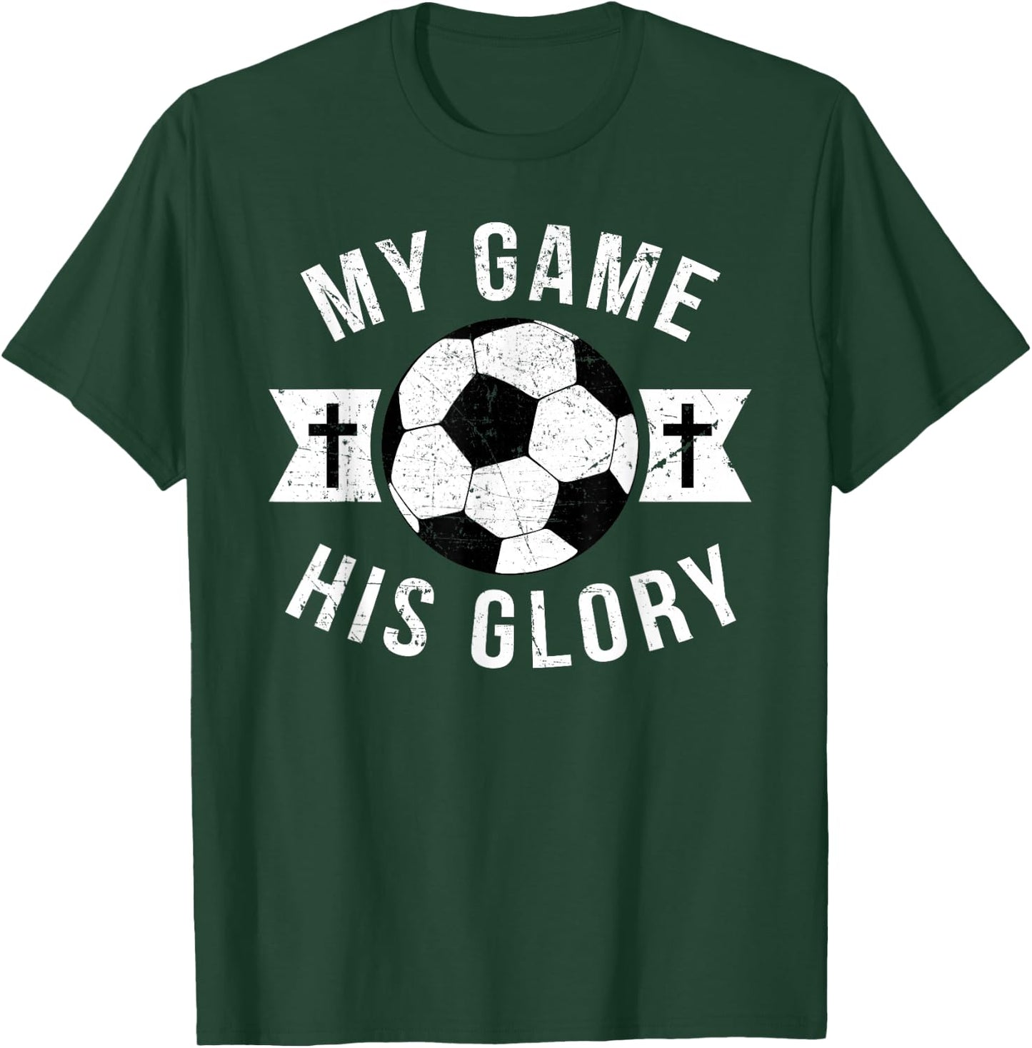 Christian Soccer Gifts Teen Boys Girls Sayings Phrases Cross T-Shirt - T-Shirt | Forest