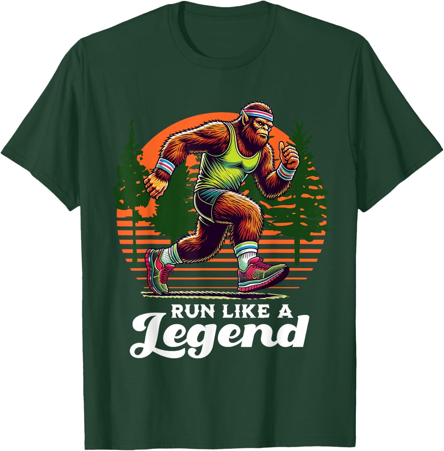 Run Like a Legend Sasquatch Runner Funny Bigfoot Running T-Shirt - T-Shirt | Forest