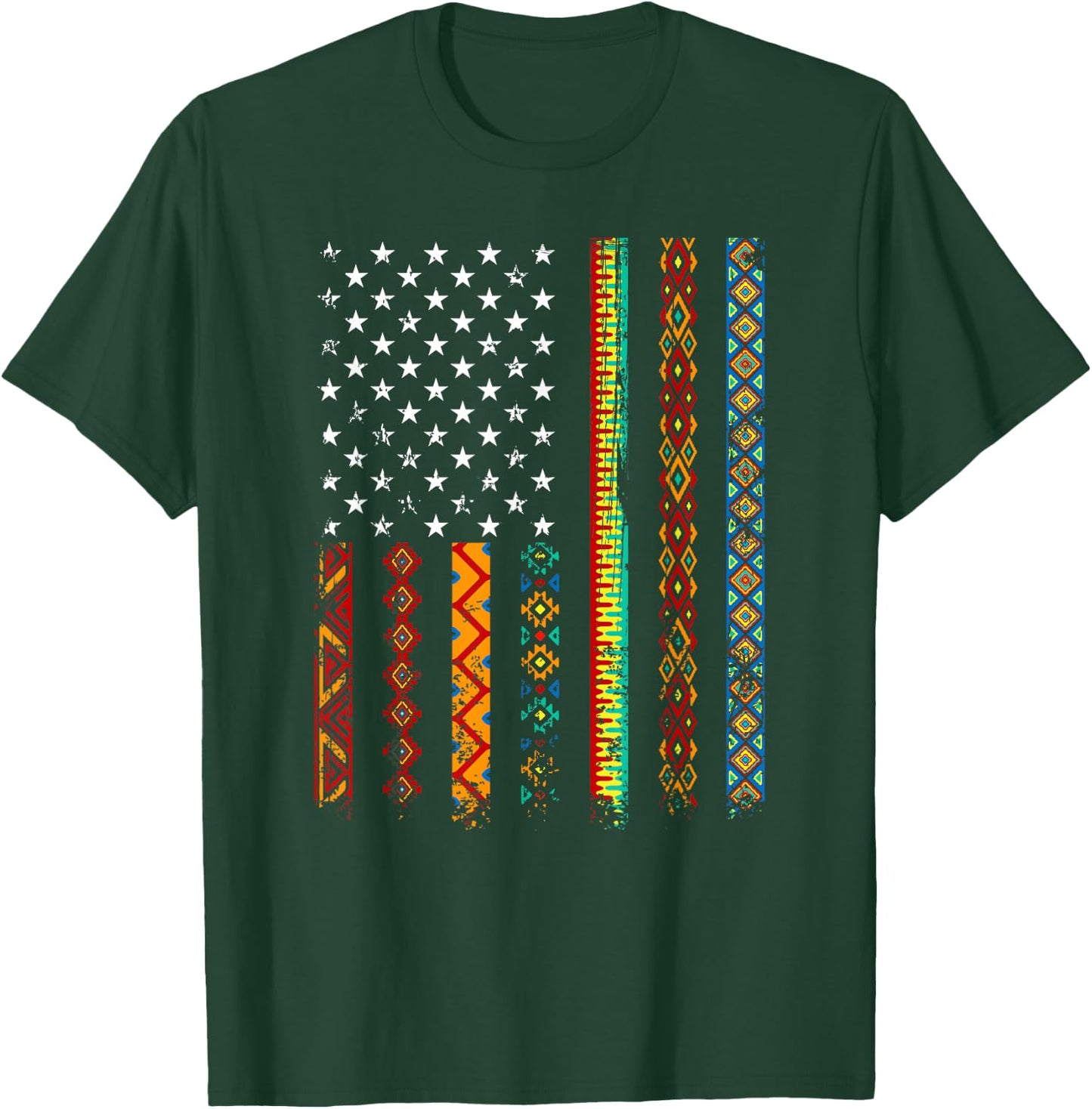 African Kente Cloth Shirts American Flag T-Shirt - T-Shirt | Forest