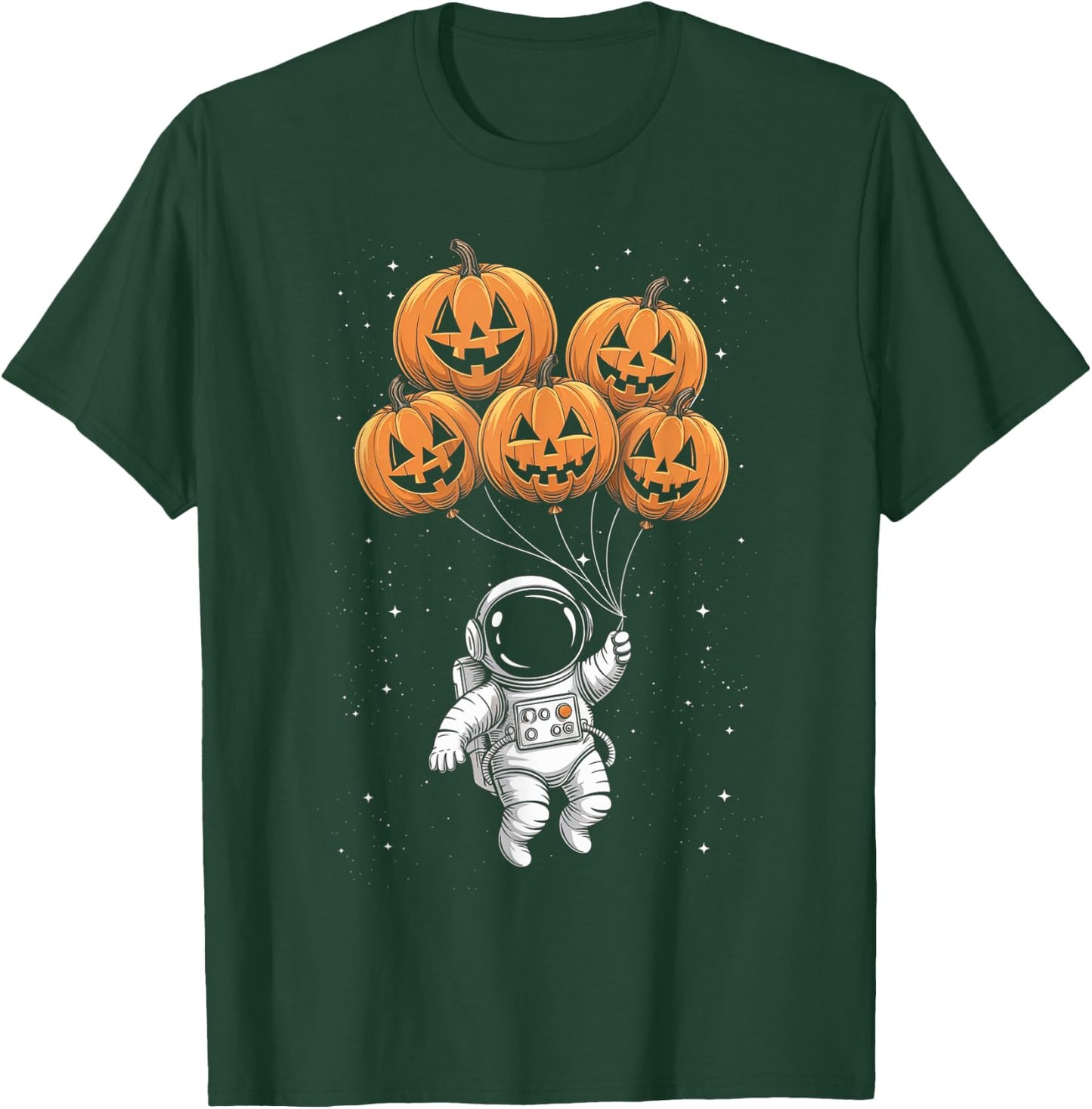 Halloween Astronaut Pumpkin Balloons Kids T-Shirt - T-Shirt | Forest