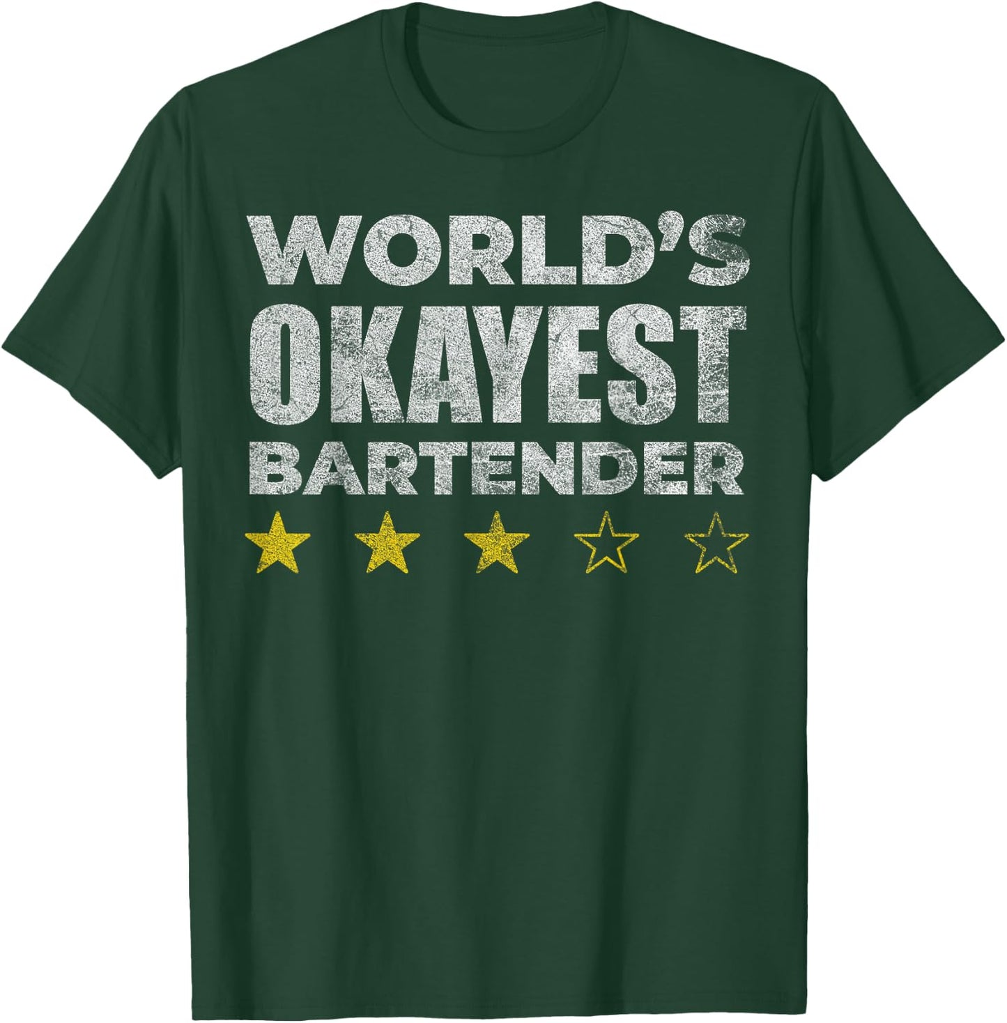 Funny Worlds Okayest Bartender - Vintage Style T-Shirt - T-Shirt | Forest