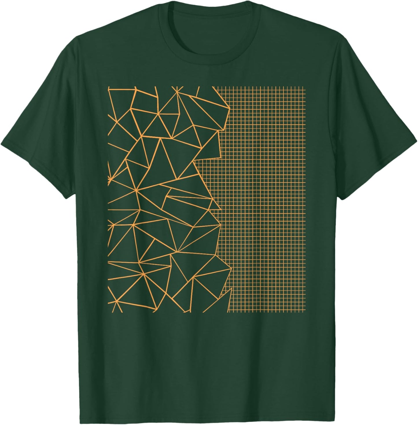 Threadless Emeline Abstract Outline Grid Marigold Graphic T-Shirt - T-Shirt | Forest