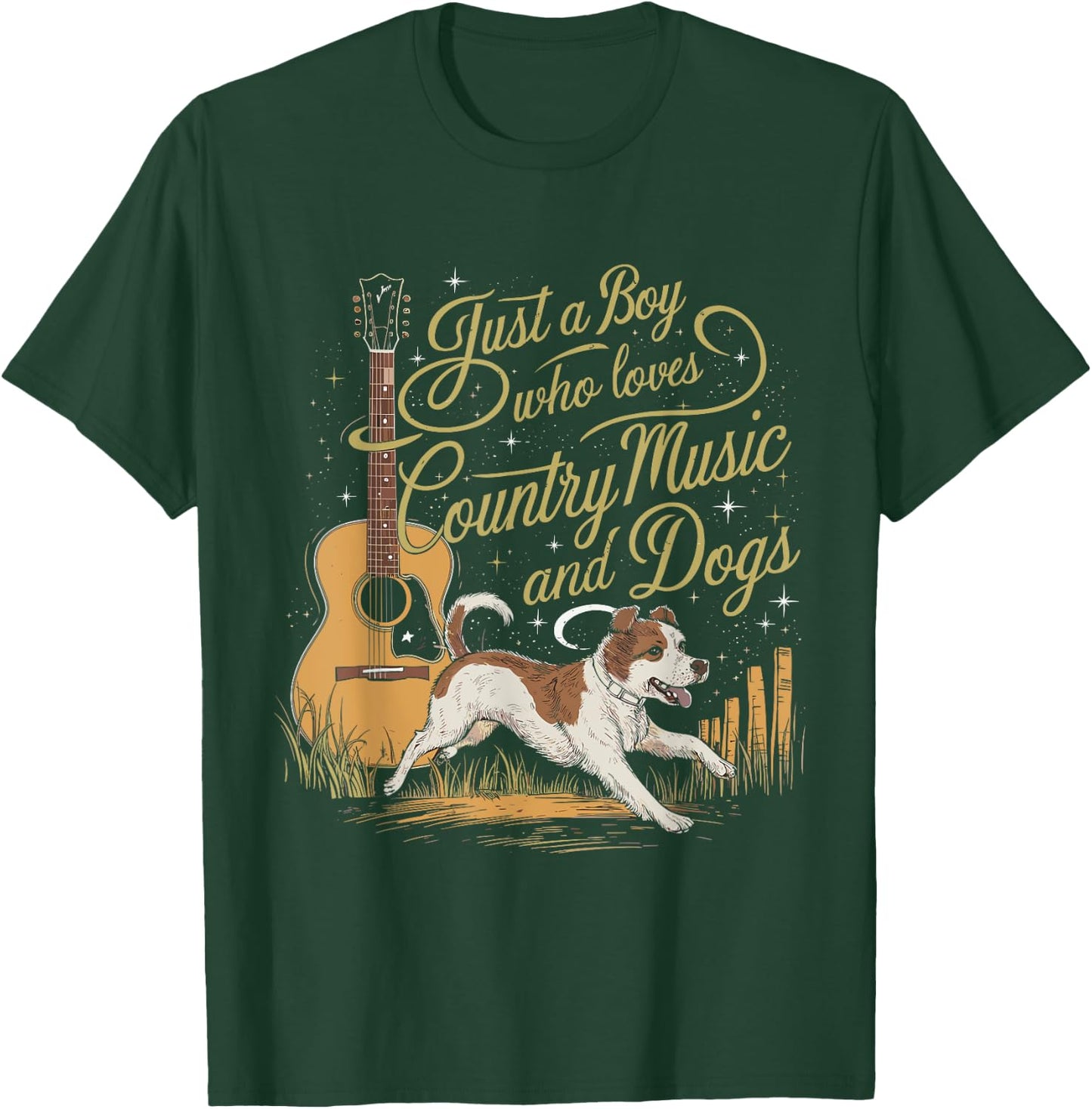 Just A Boy Who Loves Country Music And Dogs T-Shirt - T-Shirt | Forest