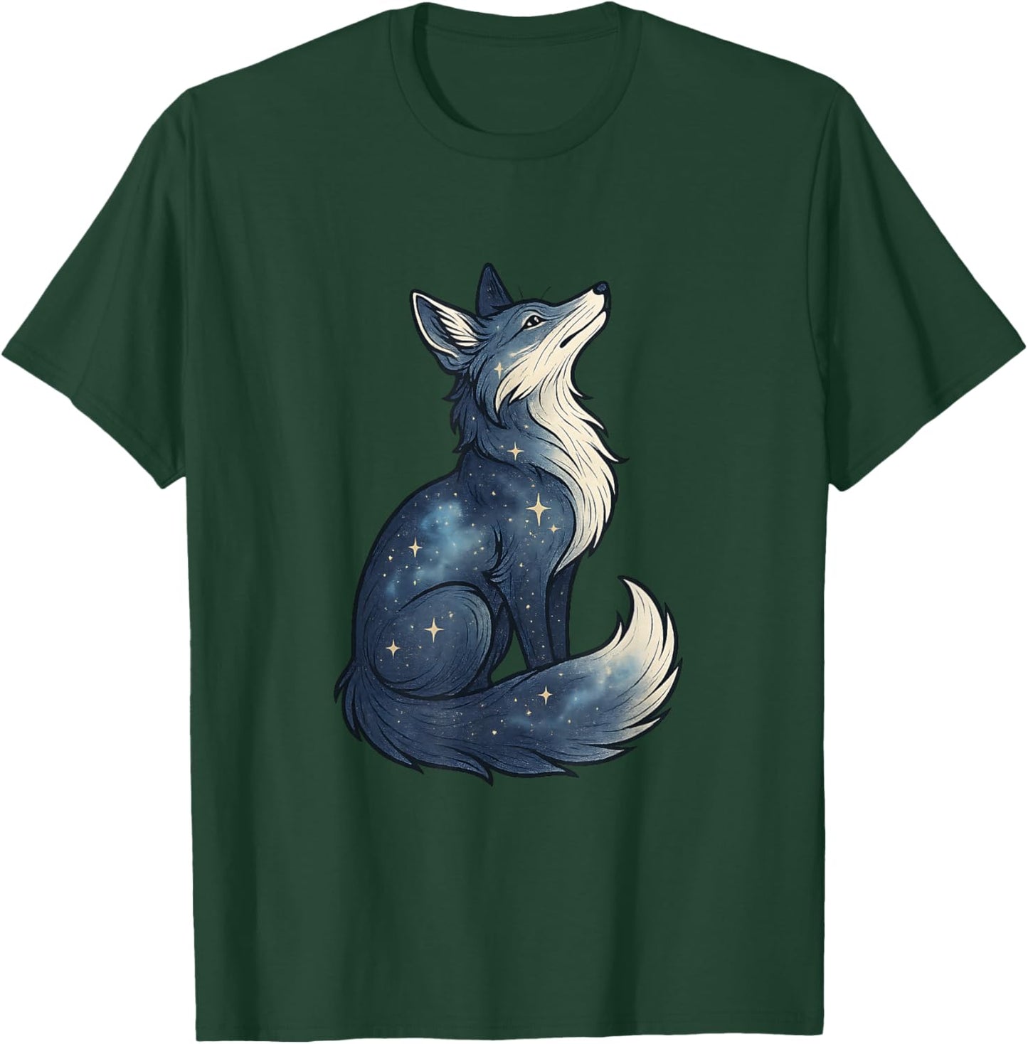 Witchy Celestial Fox Galaxy Stars Mystical Astrology Gifts T-Shirt - T-Shirt | Forest