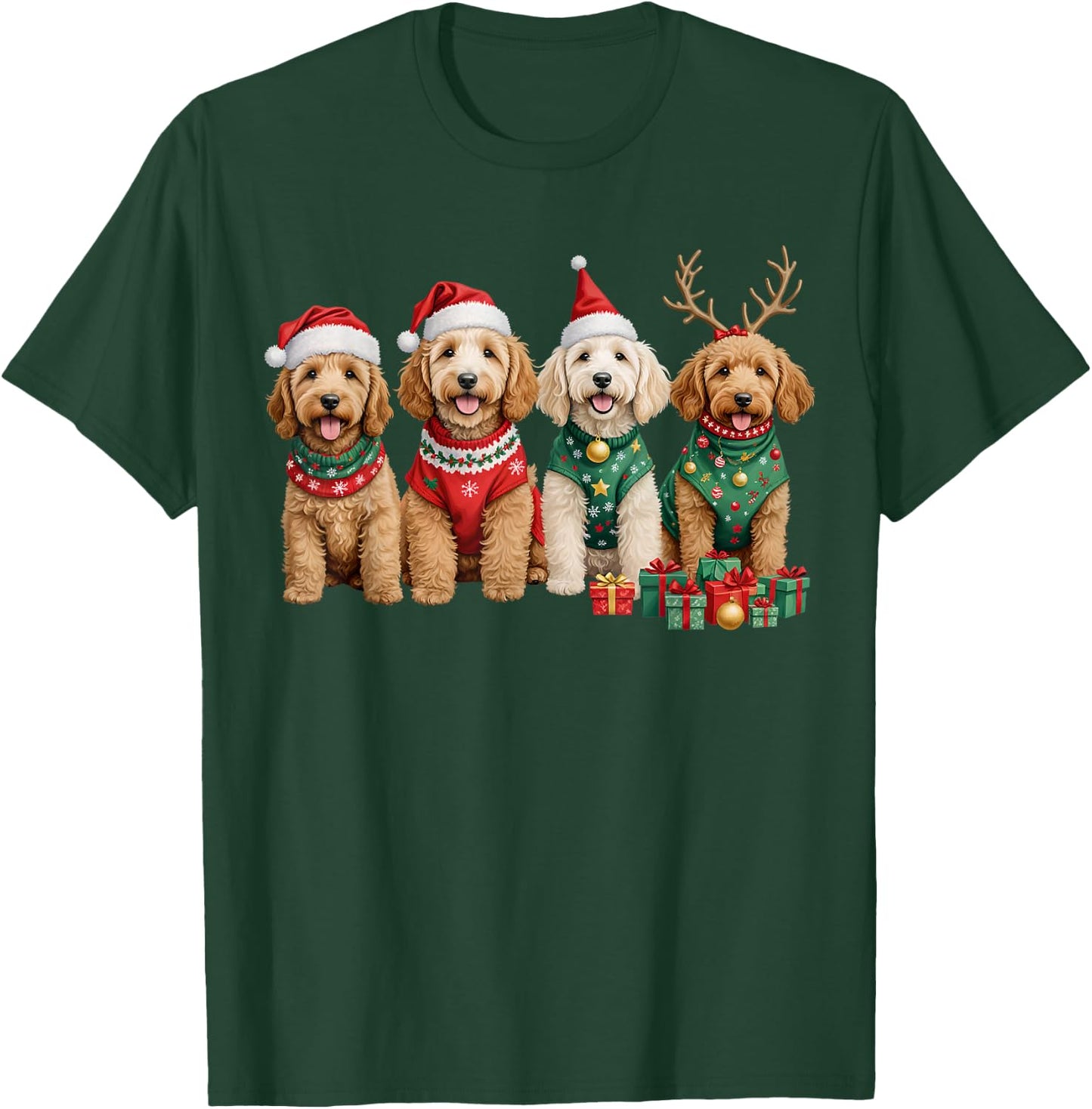 Goldendoodle Christmas Golden Doodle Pajamas Girls T-Shirt - T-Shirt | Forest