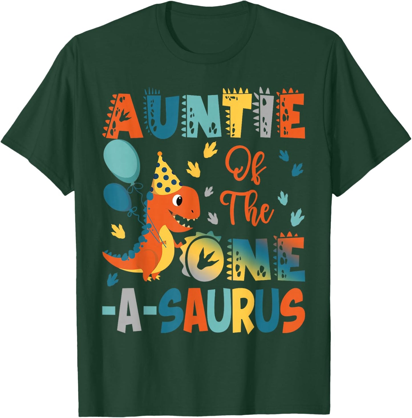 Auntie Of The One-A-Saurus 2Nd Birthday Dinosaur Party T-Shirt - T-Shirt | Forest