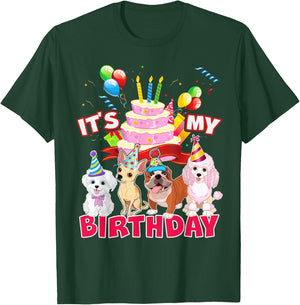 Cute It's My Birthday Dog and Puppy Theme Party Day Costume Men Women Girls Kids T-Shirt - T-Shirt | Forest
