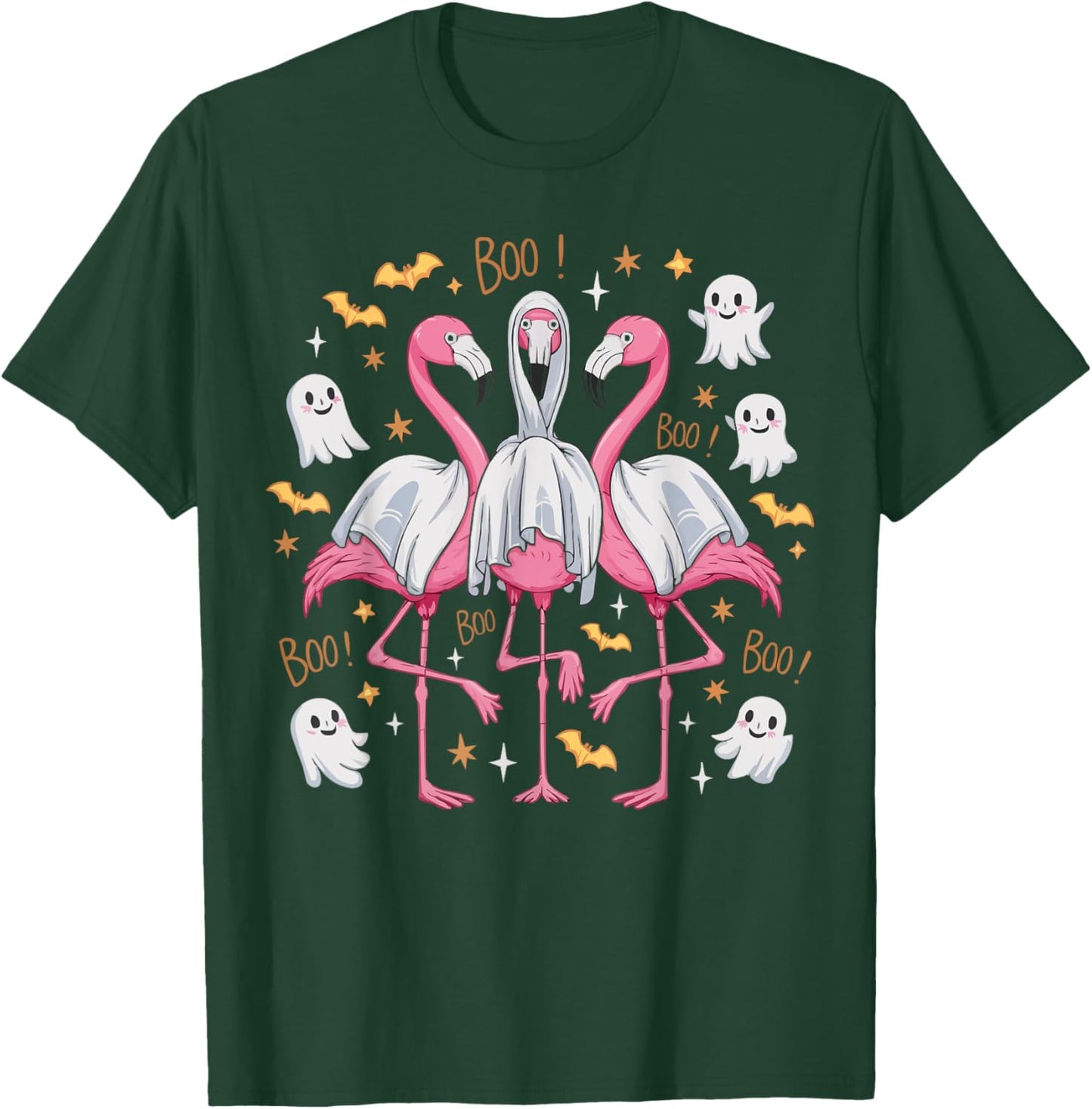 Flamingo Halloween Spooky Wading Bird Scary Trick Or Treat T-Shirt - T-Shirt | Forest