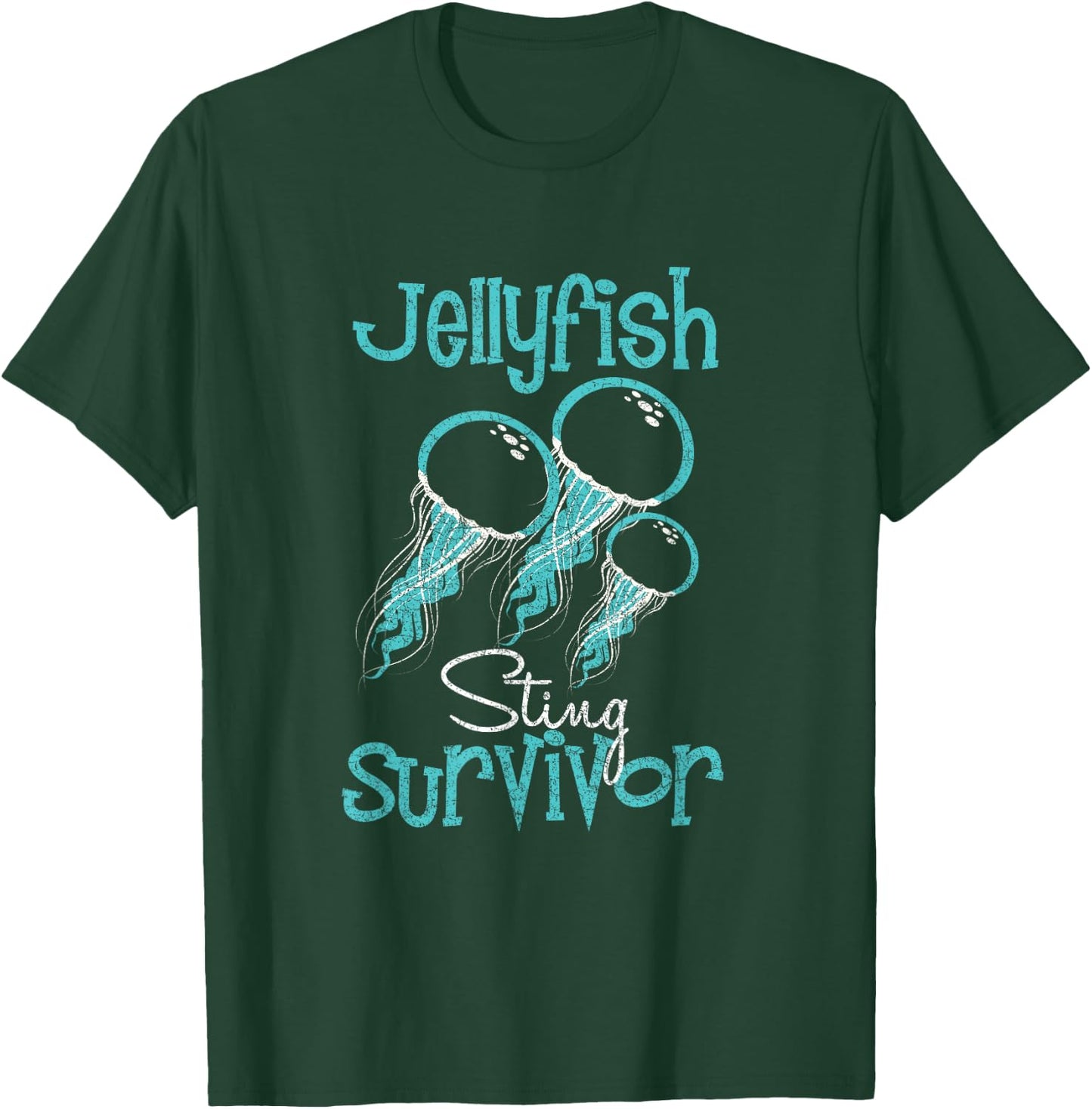 Jelly Fish Sting Survivor Distressed Fun Novelty T Shirt T-Shirt - T-Shirt | Forest