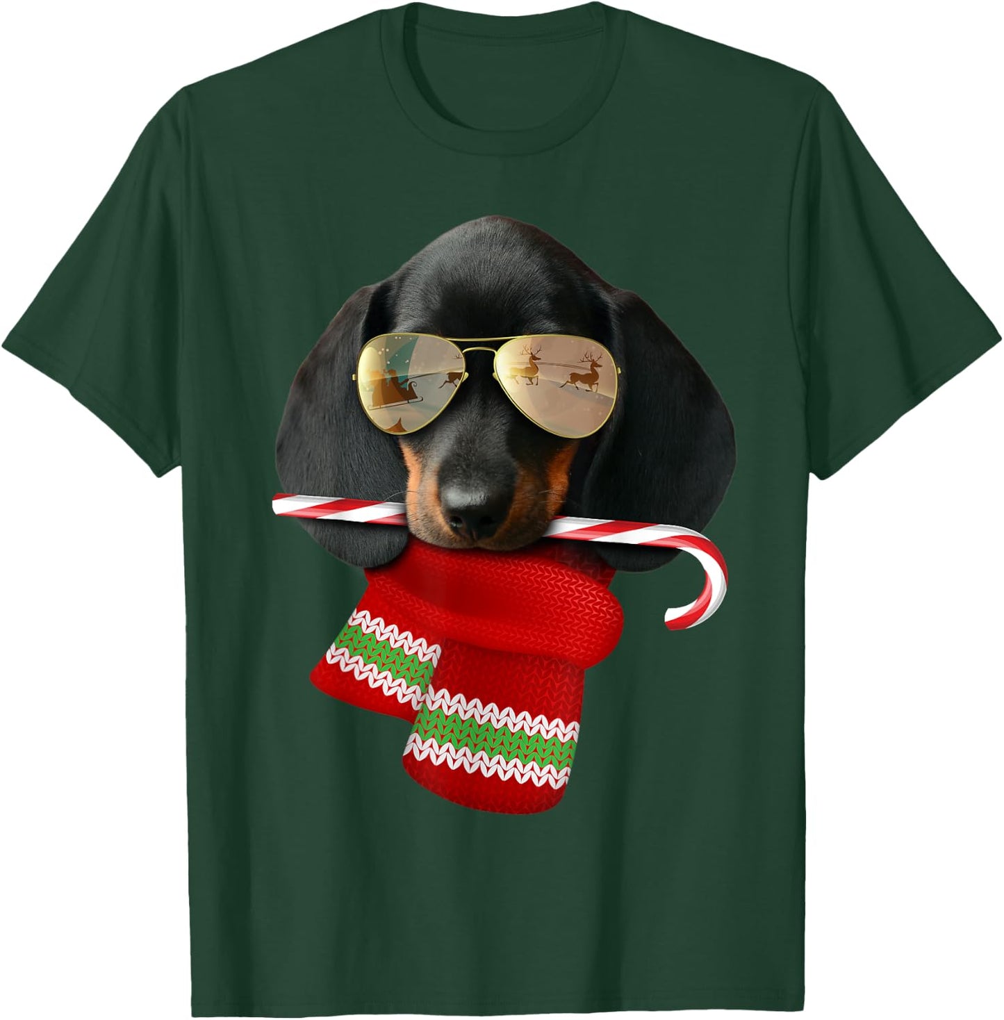 Dachshund shirt Cute Christmas Gift Dog Lovers Sunglasses Women Kids T-Shirt - T-Shirt | Forest