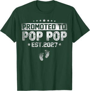 Promoted to Pop Pop Est 2027 Pregnancy Announcement T-Shirt - T-Shirt | Forest