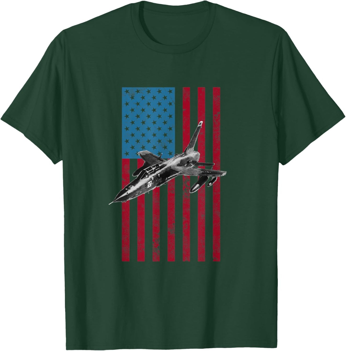 Republic F-105 USA American Flag - Military T-Shirt - T-Shirt | Forest