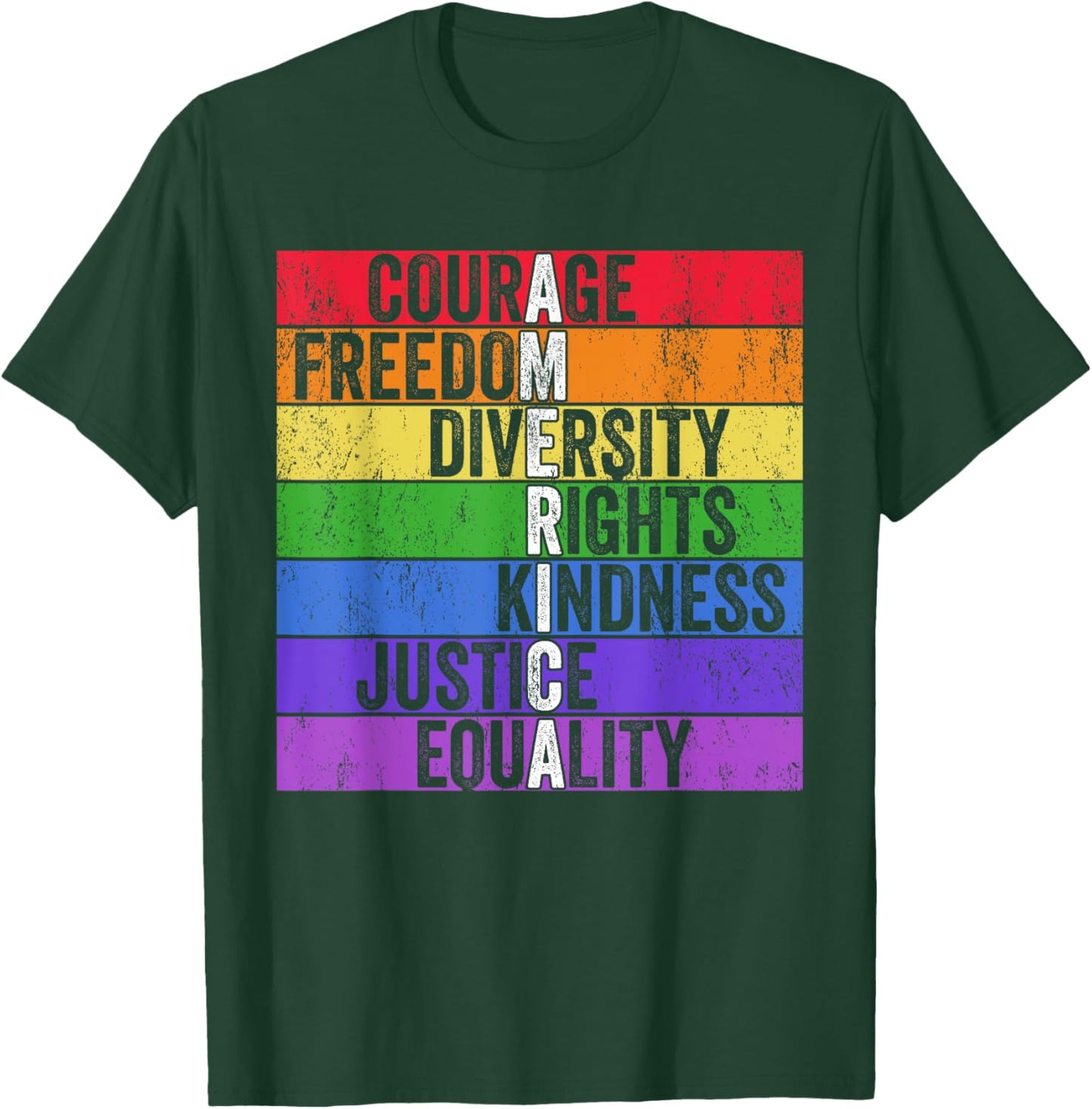 Courage Freedom Diversity Rights Kindness Justice Equality T-Shirt - T-Shirt | Forest