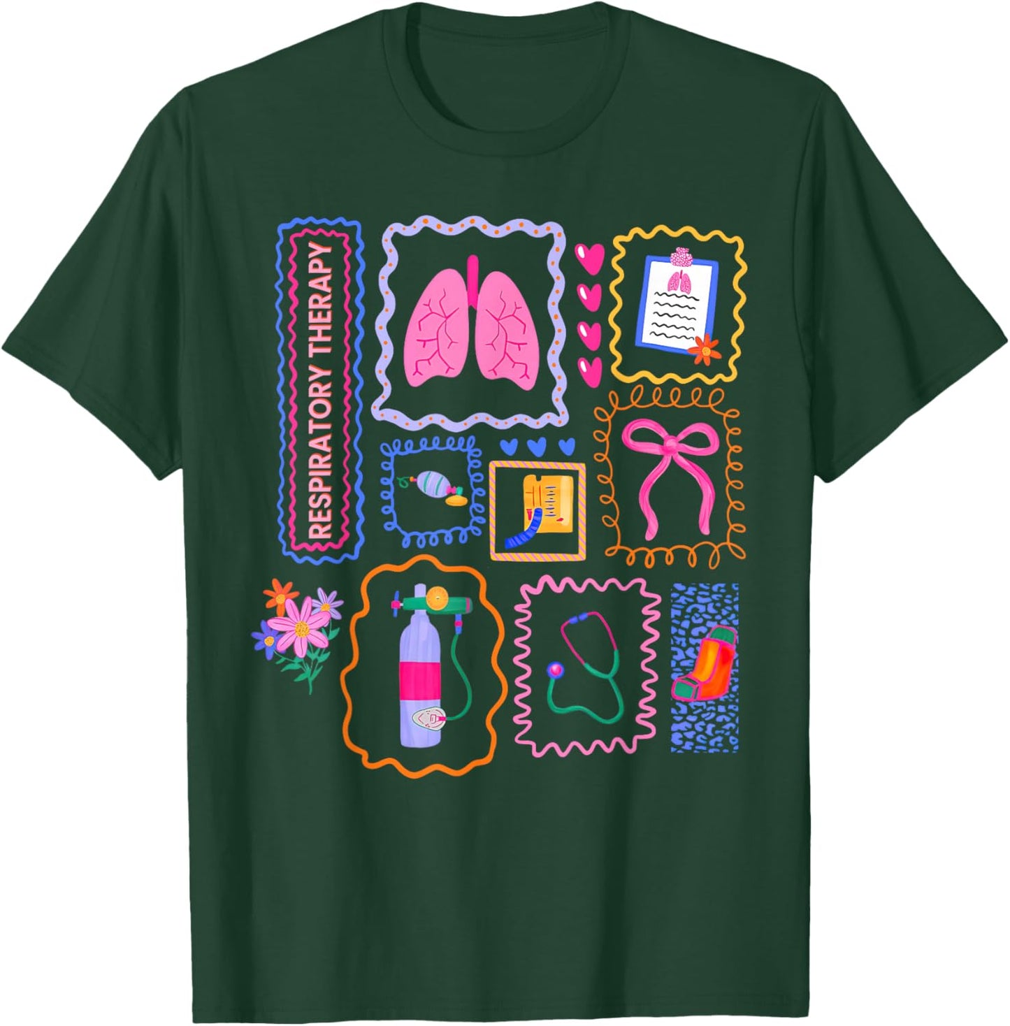 Coquette Stamp Respiratory Therapy Lung Squad Pulmonology T-Shirt - T-Shirt | Forest
