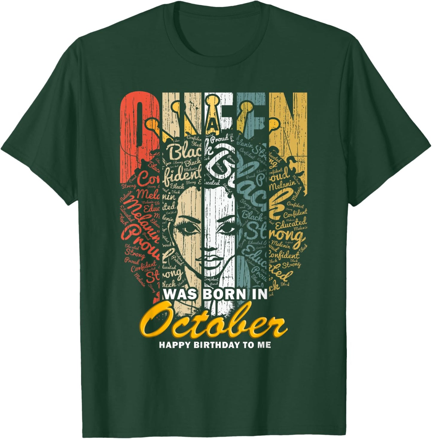 October Birthday Shirts - Black African Queen T-Shirt - T-Shirt | Forest