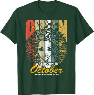 October Birthday Shirts - Black African Queen T-Shirt - T-Shirt | Forest