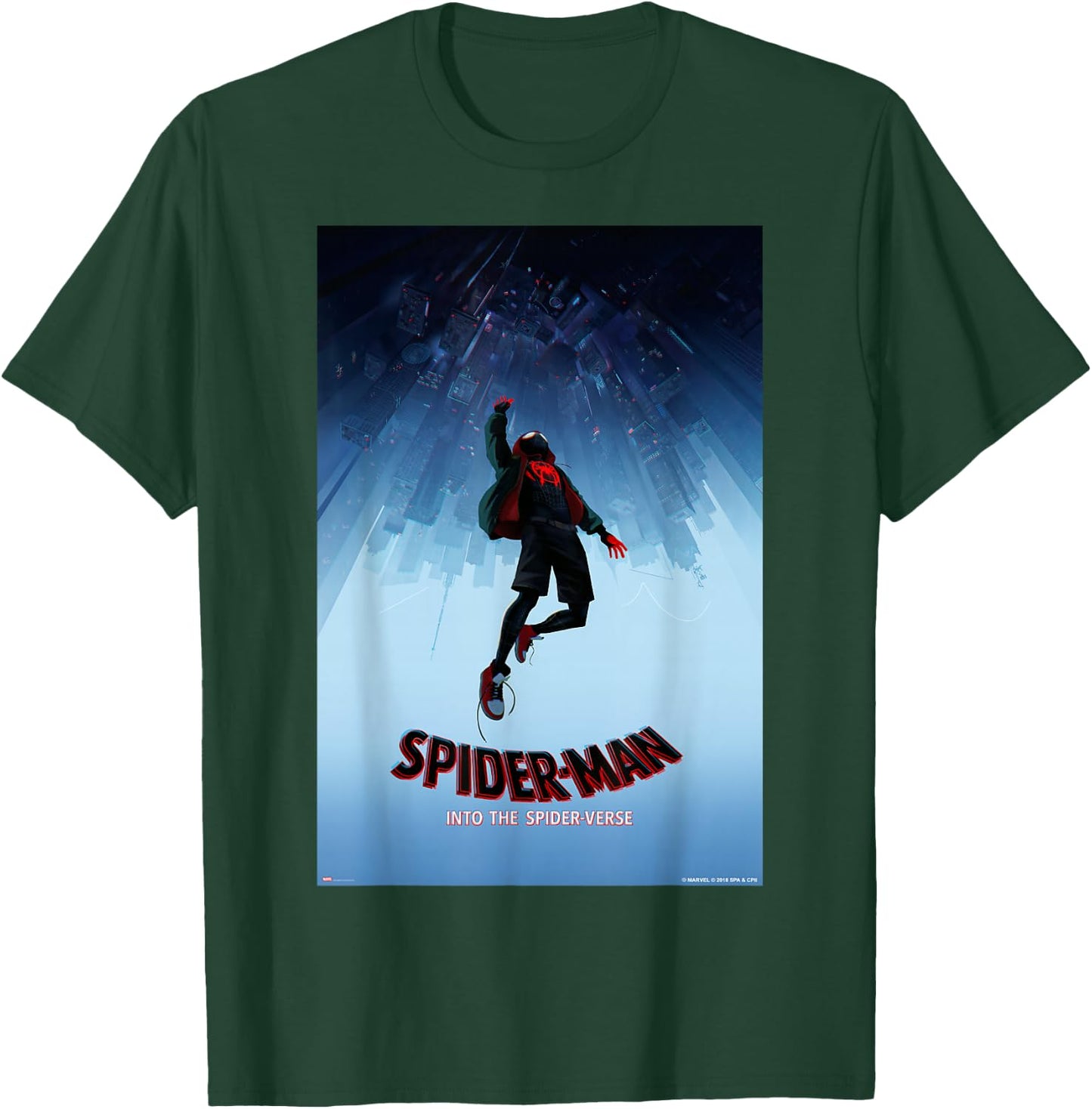 Marvel Spider-Man Spiderverse Upside Down Poster Small T-Shirt - T-Shirt | Forest