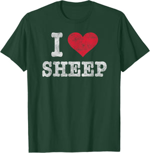 Vintage I Love Sheep Trendy Gift T-Shirt - T-Shirt | Forest