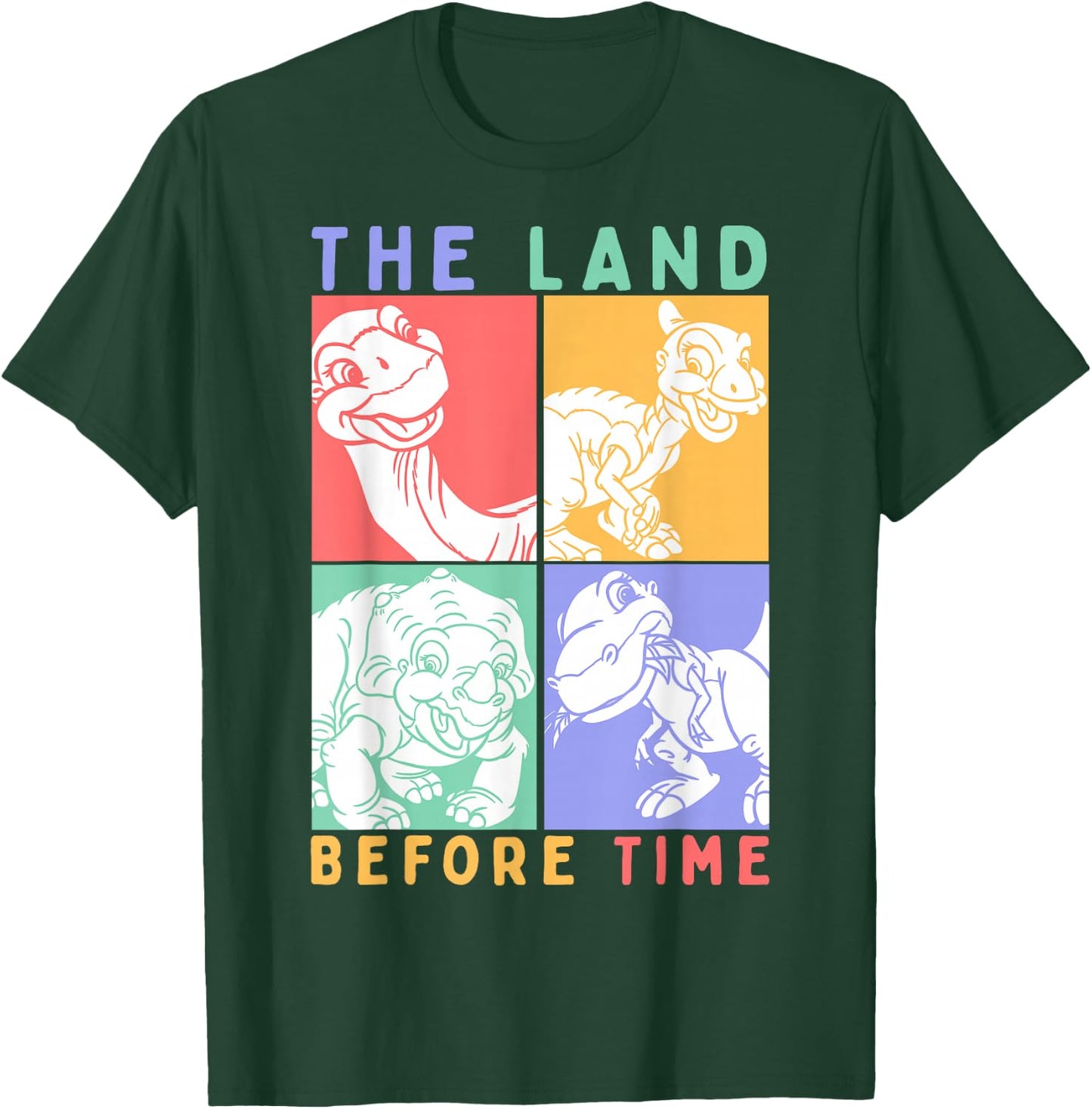 Land Before Time Pastel Stacked Dinosaur Boxes T-Shirt - T-Shirt | Forest