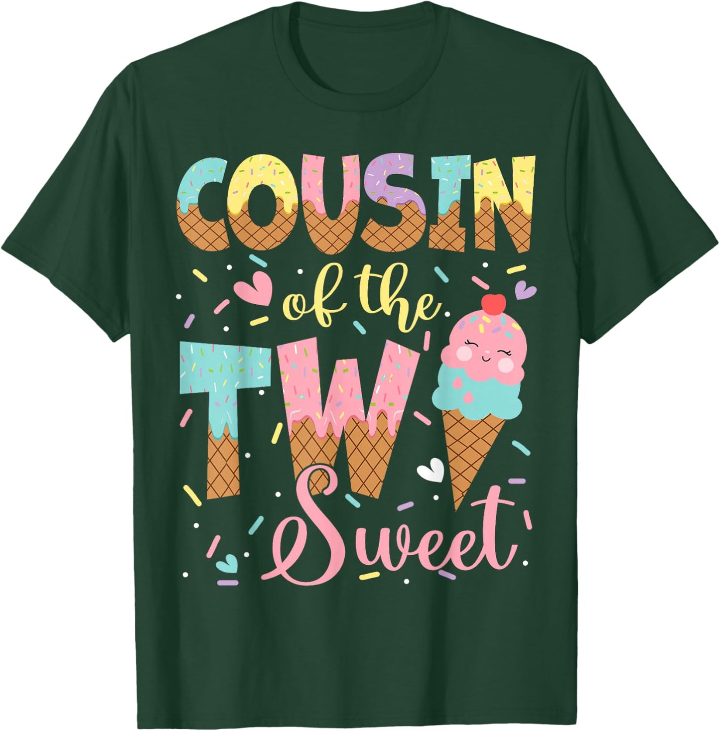 Cousin Of The Two Sweet 2Nd Birthday Girl Ice Cream T-Shirt - T-Shirt | Forest
