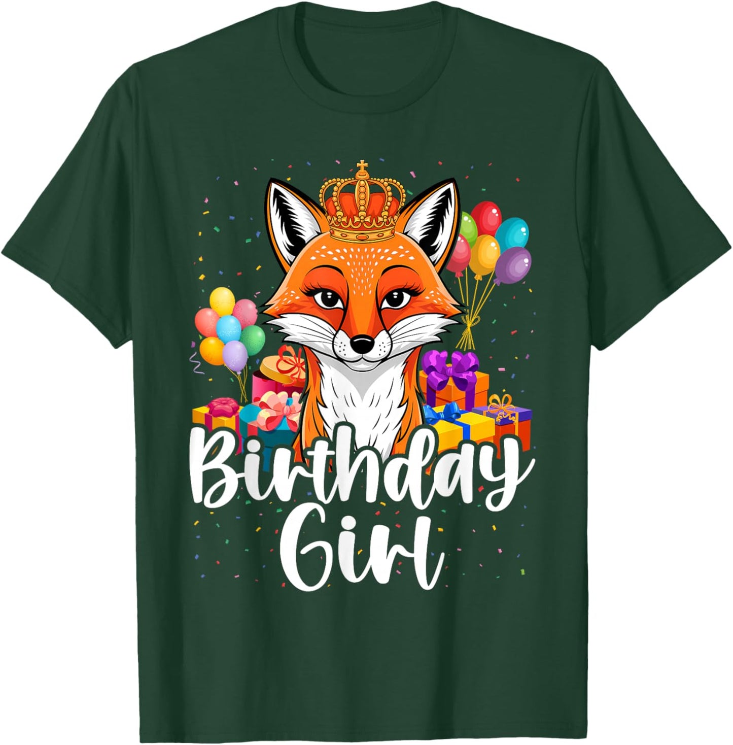 Birthday Girl Party Animal Cool Cute Fox T-Shirt - T-Shirt | Forest