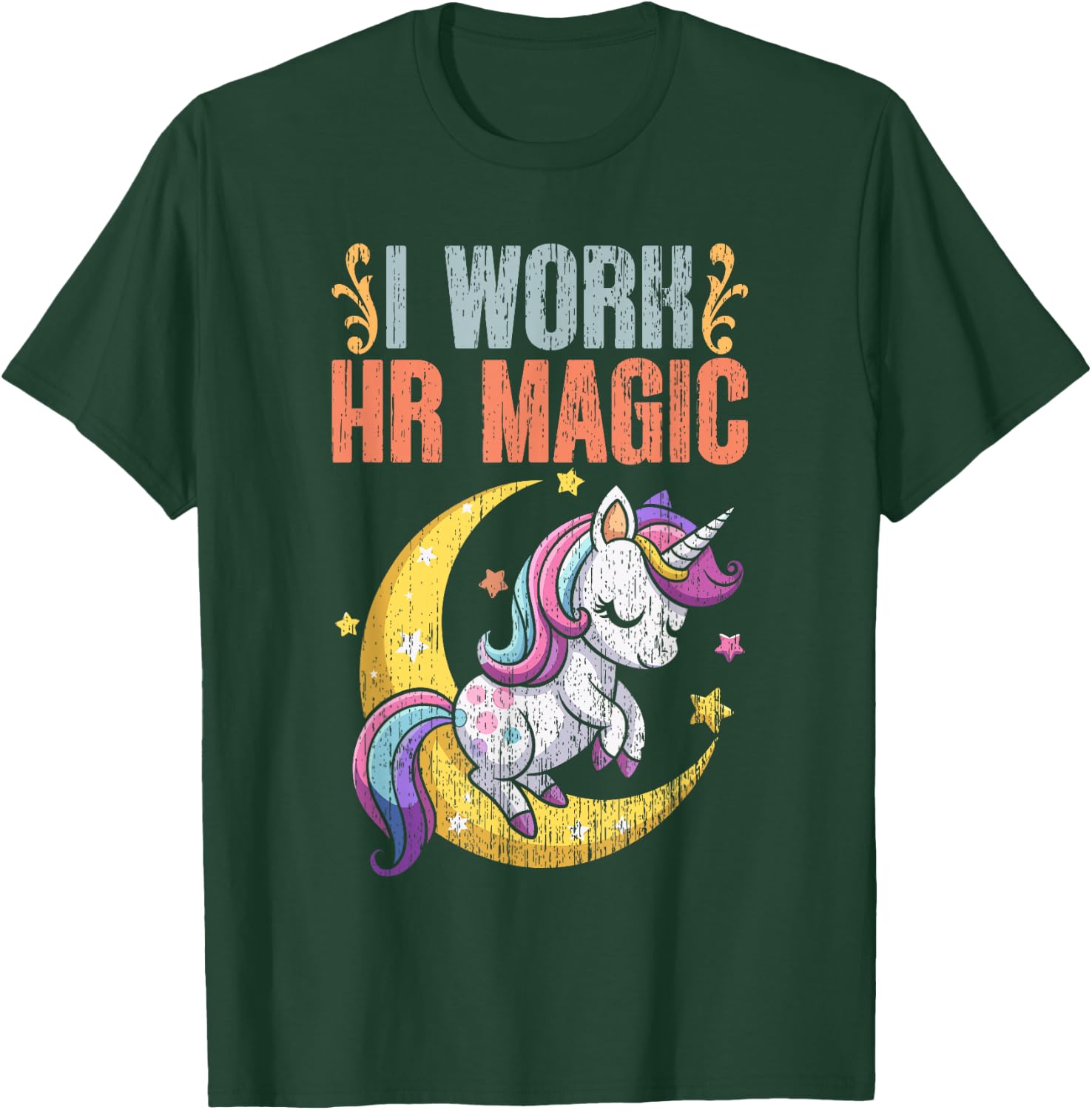 I Work HR Magic Retro Human Resource Management For HR Squad T-Shirt - T-Shirt | Forest