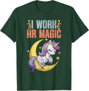 I Work HR Magic Retro Human Resource Management For HR Squad T-Shirt - T-Shirt | Forest