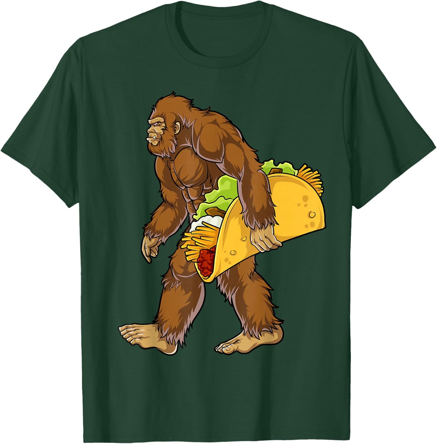 Bigfoot Carrying Taco Funny Cinco de Mayo Boys Men Sasquatch T-Shirt - T-Shirt | Forest