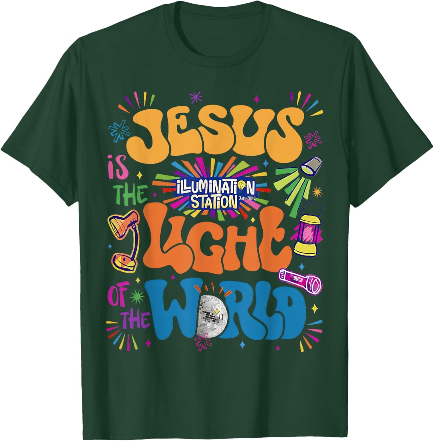Jesus Light of The World Illumination Station VBS 2026 T-Shirt - T-Shirt | Forest