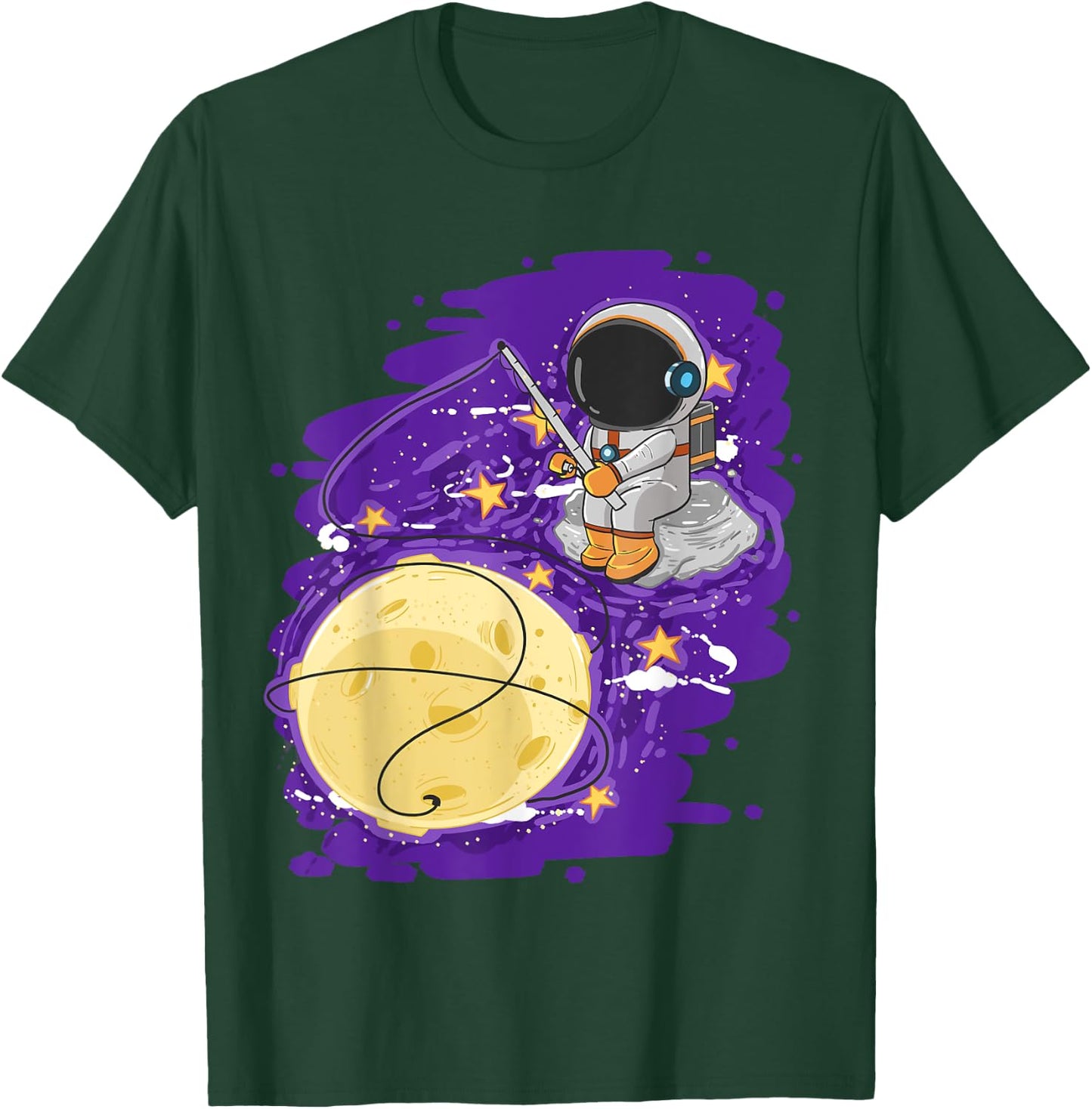 Astronaut Fishing Cute Spaceman Galaxy Space Lover Boys Gift T-Shirt - T-Shirt | Forest