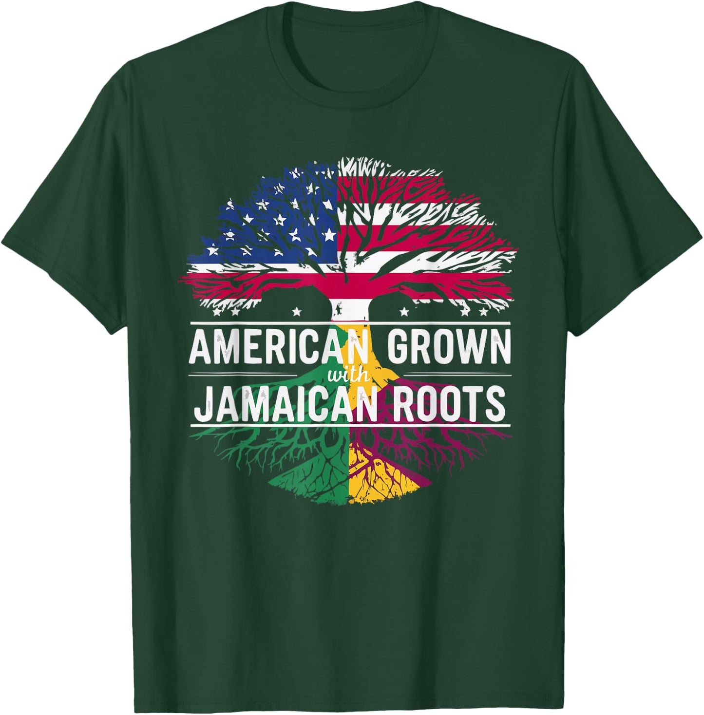 Half American Half Jamaican USA Flag Jamaica America T-Shirt - T-Shirt | Forest