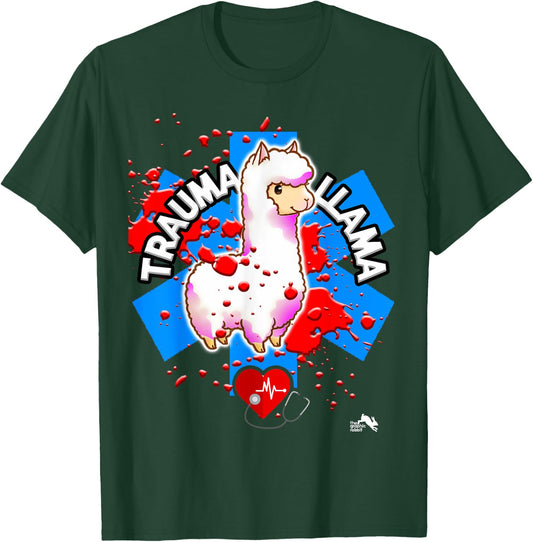 Funny EMT Trauma Llama EMS Paramedic Gift T-Shirt - T-Shirt | Forest
