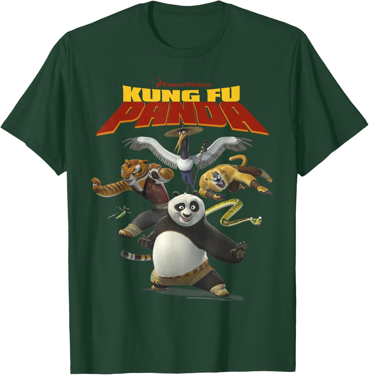 Kung Fu Panda Group Shot Action Portrait Movie Logo Small T-Shirt - T-Shirt | Forest