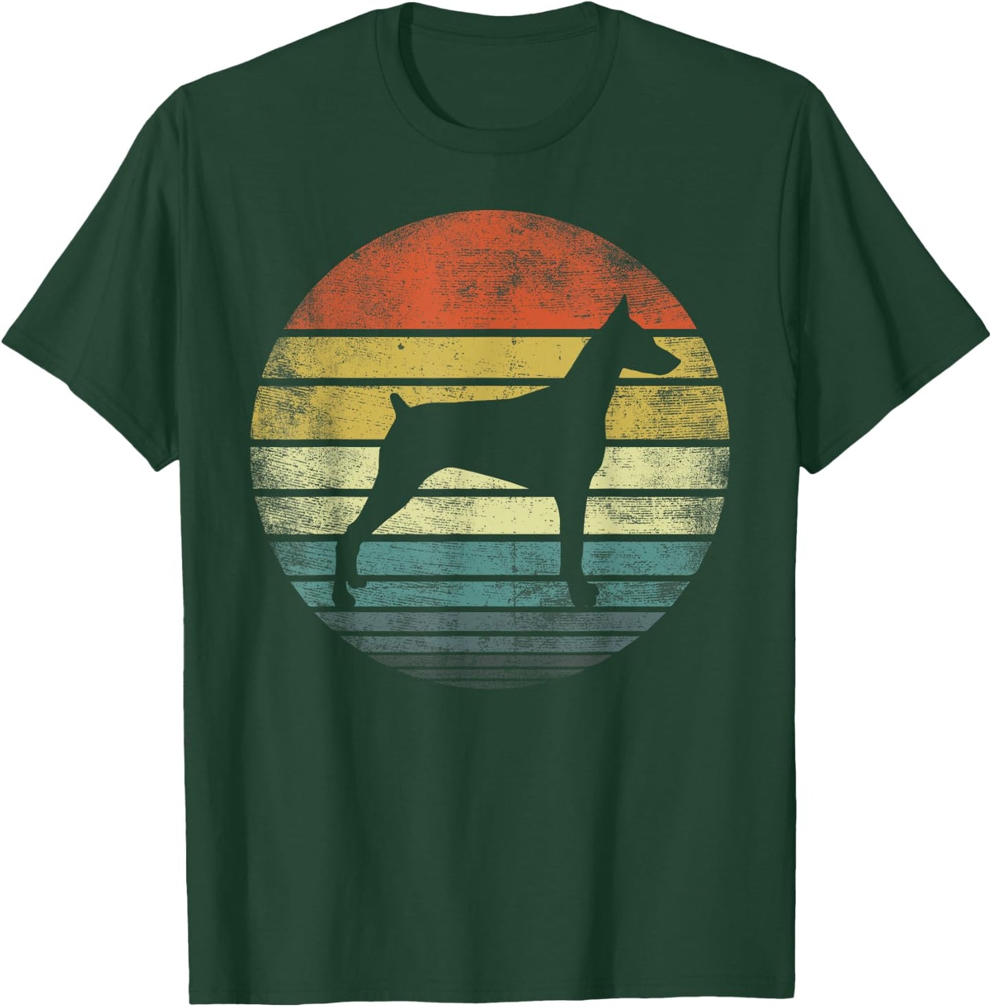 Doberman Lover Owner Gifts Retro Sunset Dog Silhouette Dad T-Shirt - T-Shirt | Forest