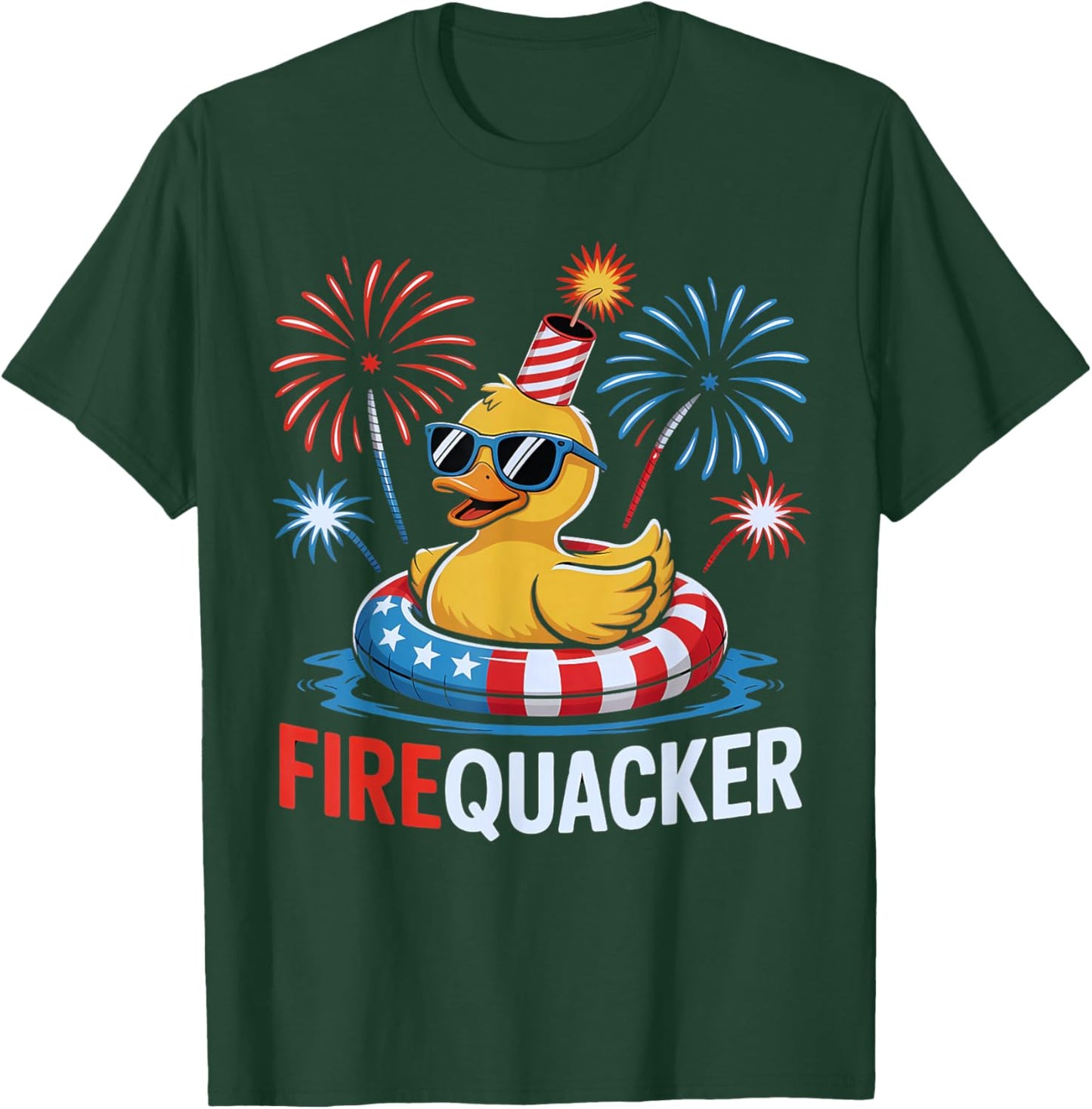 Funny 4th of July Duck Firequacker Patriotic Fourth of July T-Shirt - T-Shirt | Forest