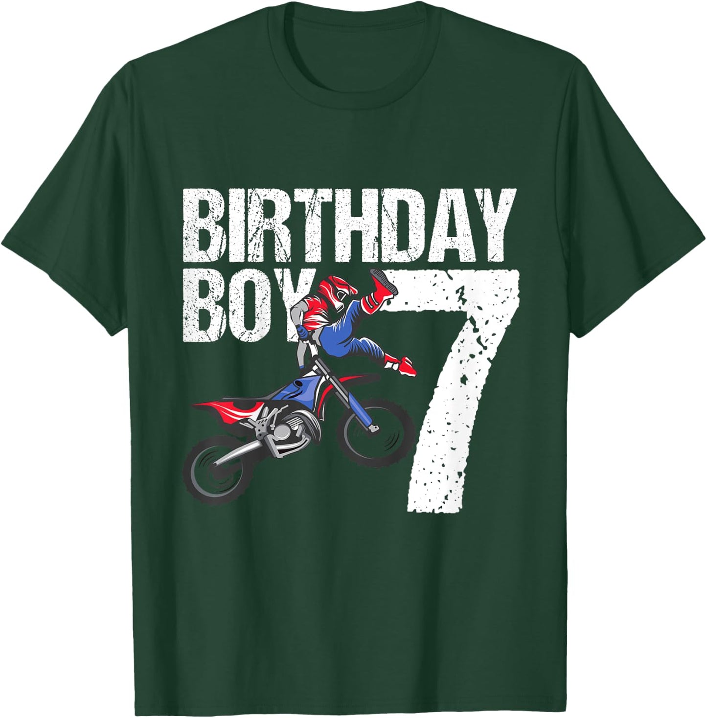 7 Year Old Dirt Bike Birthday Party Motocross MX 7th Gift T-Shirt - T-Shirt | Forest