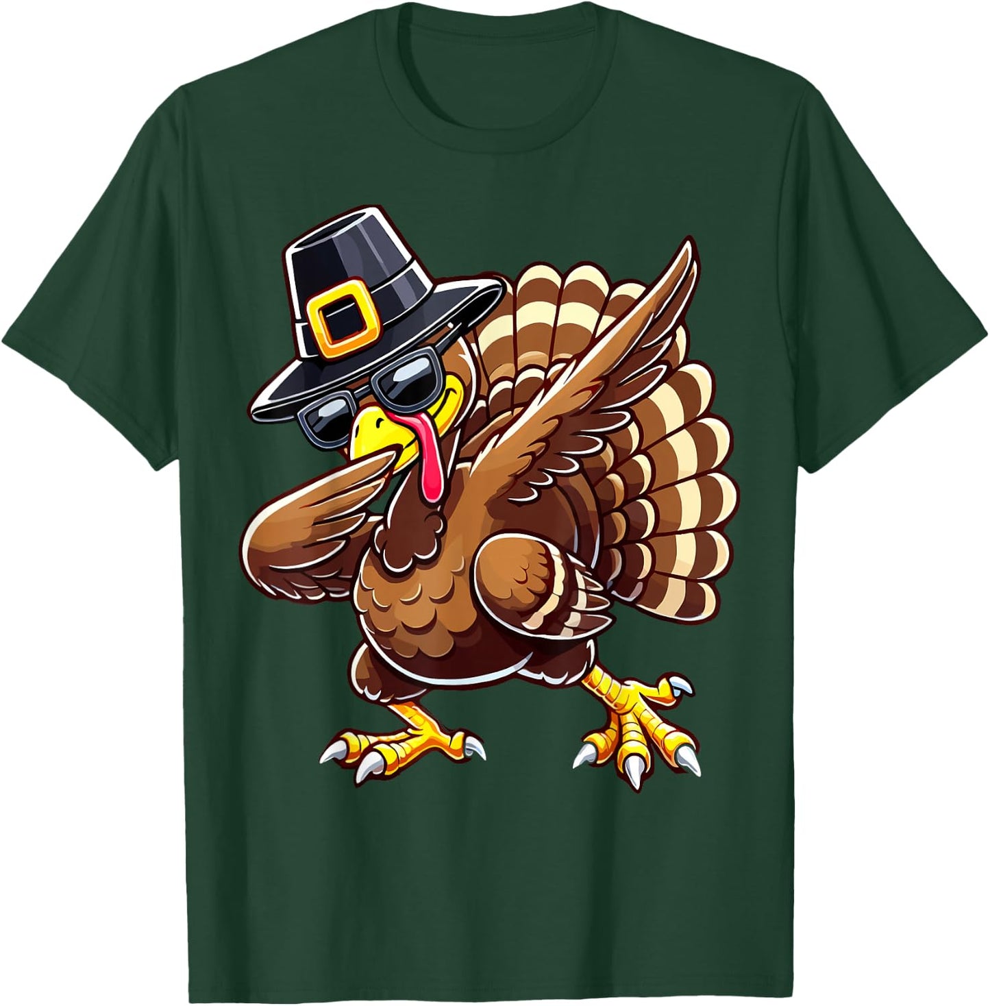 Thanksgiving Dabbing Lover Turkey T-Shirt - T-Shirt | Forest