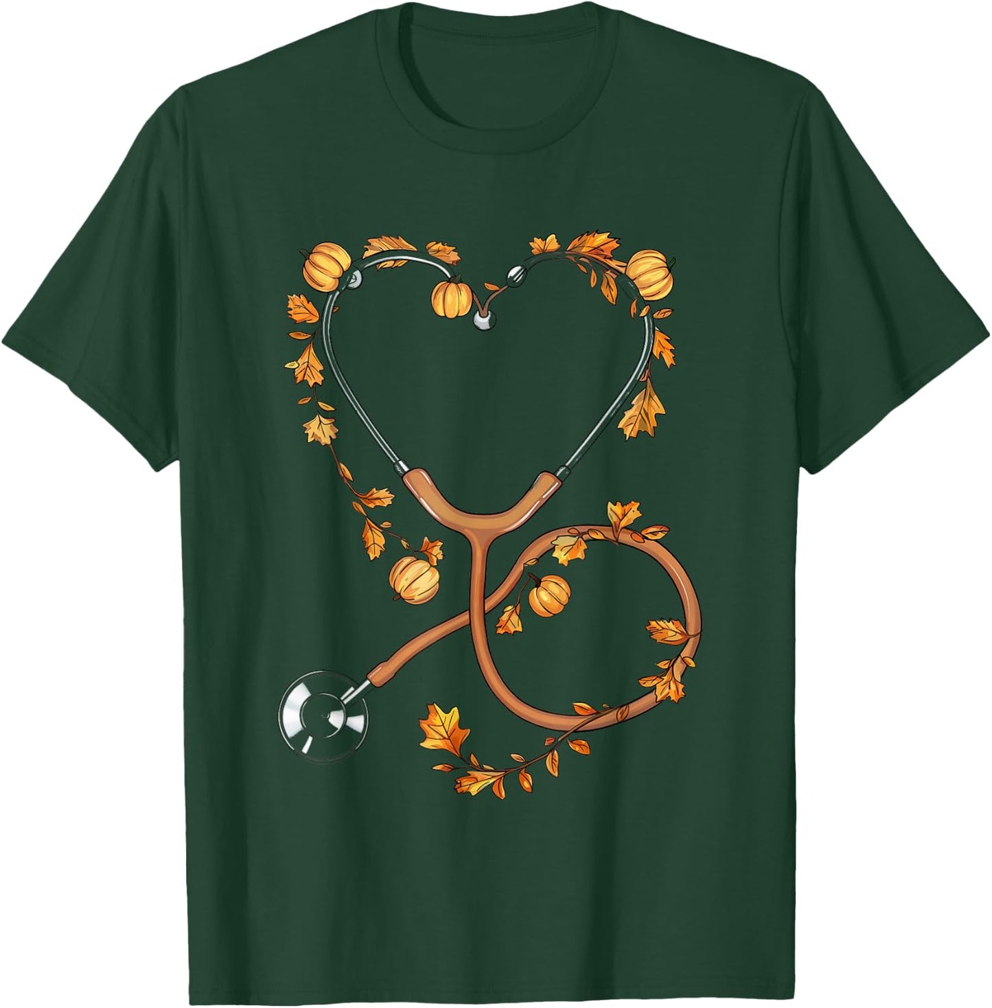 Nurse Thanksgiving Stethoscope Nursing Student Colleagues T-Shirt - T-Shirt | Forest