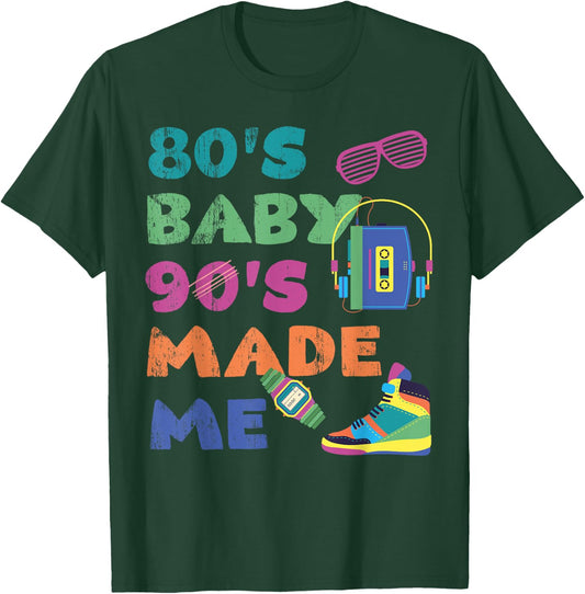 Vintage 1980s 80's Baby 1990s 90's Made Me Retro Nostalgia T-Shirt - T-Shirt | Forest