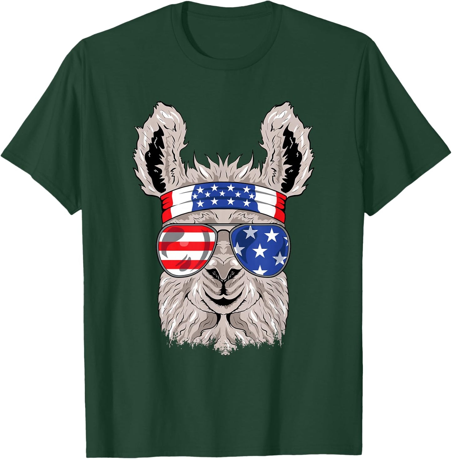 USA Patriotic Llama Shirt - July 4th - Alpaca T-Shirt - T-Shirt | Forest