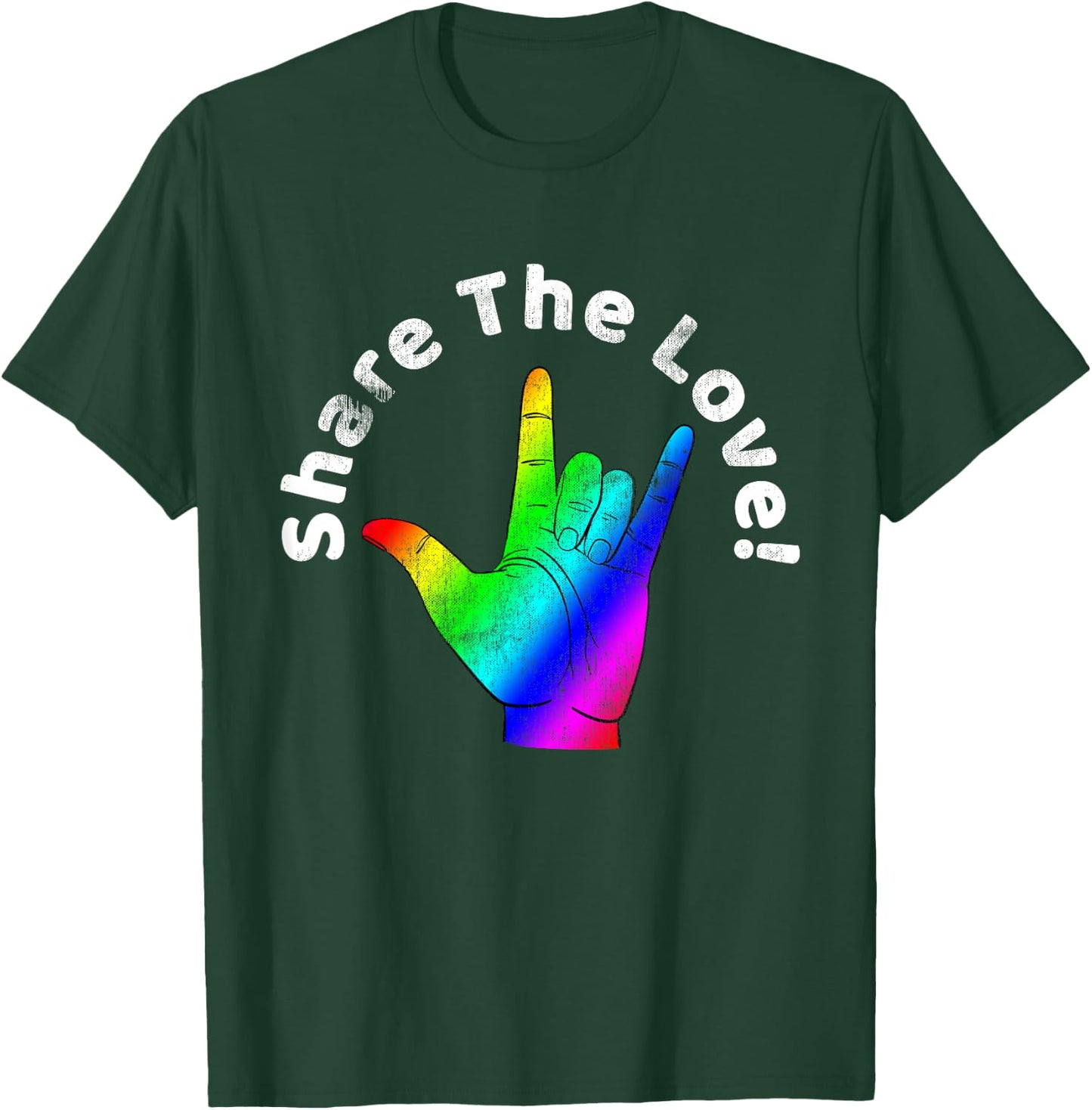 Share The Love Sign Language Rainbow Vintage T-Shirt - T-Shirt | Forest