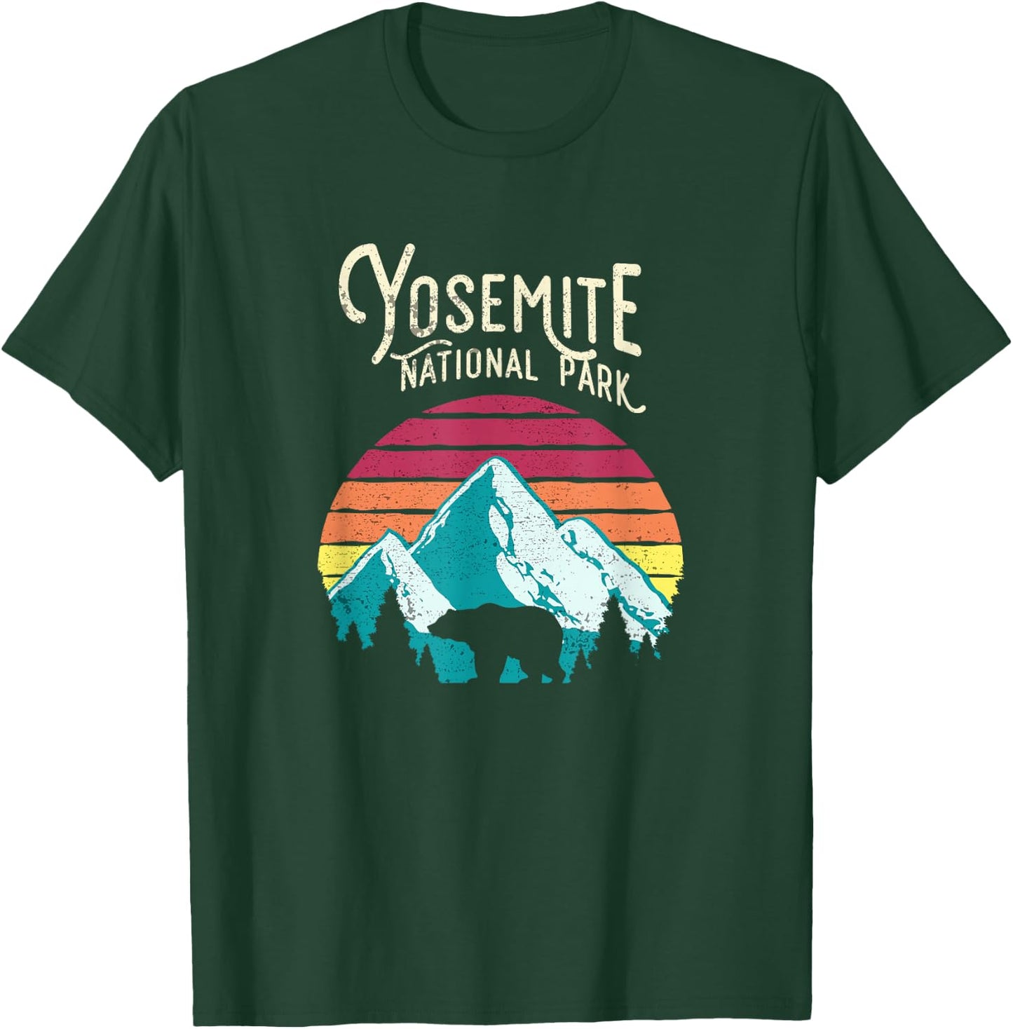Vintage Yosemite National Park CA, Bear Mountain T-Shirt - T-Shirt | Forest