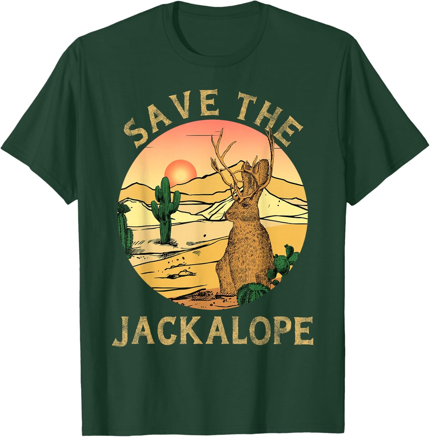Jackrabbit Desert Cactus Mountain vintage save the Jackalope T-Shirt - T-Shirt | Forest