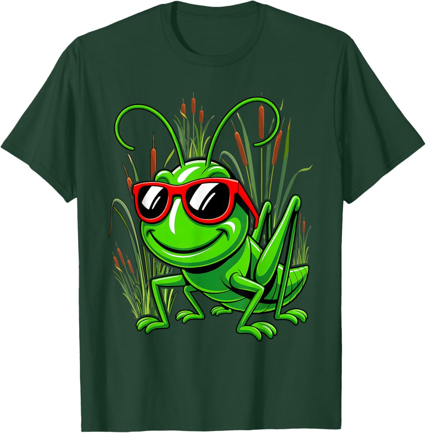 Grasshopper Wearing Eyeglasses Funny Insect for Kids T-Shirt - T-Shirt | Forest